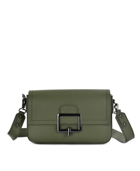 leather buckle bag- Olive green